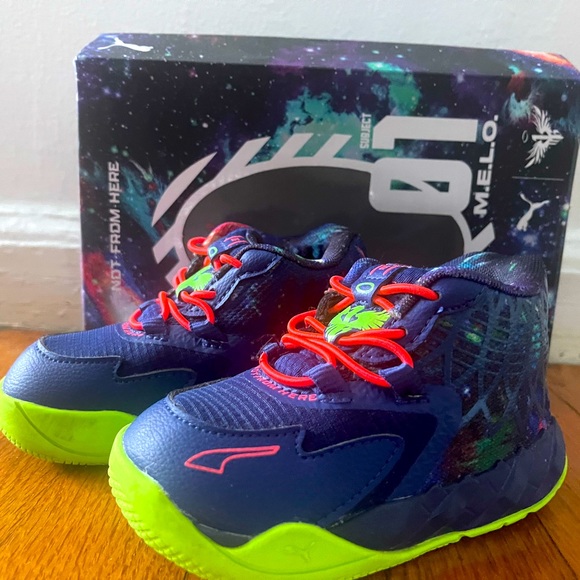 Puma MB1 Galaxy LaMelo Ball Sneaker Shoe Toddlers Kids Size 6c in Blue/Green NEW - Picture 1 of 1